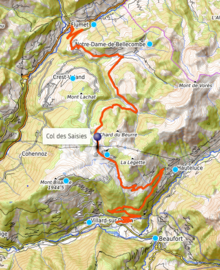 Carte cliquable du col des Saisies (version interactive).