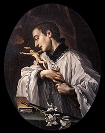 55)  Saint Louis de Gonzague adorant le crucifix - Ludovico Mazzanti