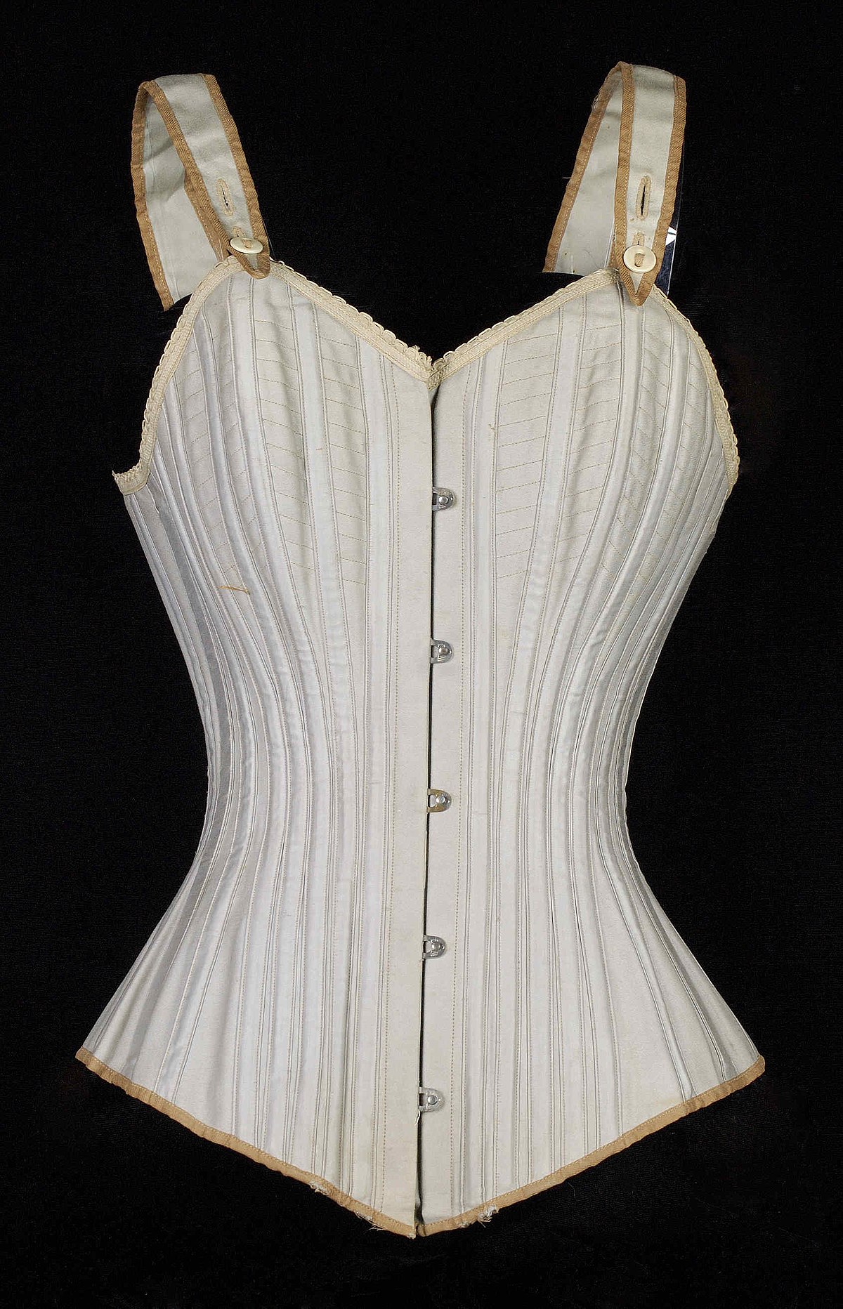 Corset ca. 1871 Attributed to Royal Worcester Corset Company American In  1950, E.A. Meister, then president of the Royal Worcester Corset Co.,  donated a collection of 171 corsets to the Brooklyn Museum