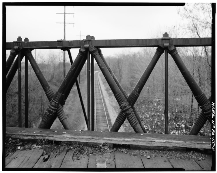 File:Credit JTL- Detail view, three panels of eastern truss from bridge deck - Reading-Halls Station Bridge, U.S. Route 220, spanning railroad near Halls Station, Muncy, Lycoming HAER PA,41-MUNC.V,1-11.tif