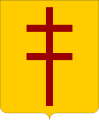 «d'or à la croix de Lorraine de gueules» ou «d'or à la croix double de gueules»