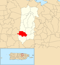 Баямон муниципалитеті ішіндегі Дажаостың орналасқан жері қызыл түспен көрсетілген