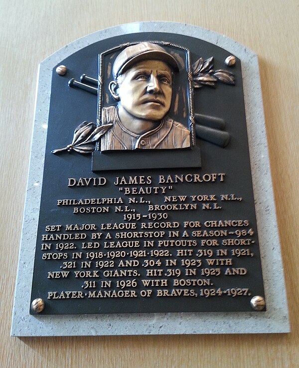 Bancroft's plaque at the Baseball Hall of Fame