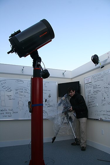 The main telescope at the observatory David Cole Observatory telescope.jpg