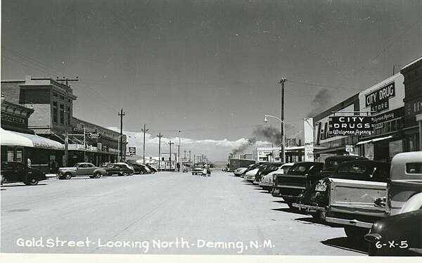 Looking north on Gold Street, 1950s