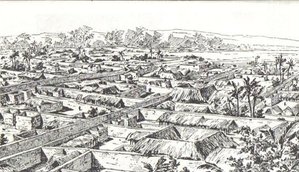 Drawing of Benin City made by a British officer, 1897