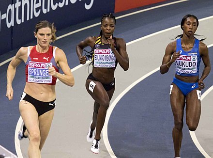 Léa Sprunger lors de la finale du 400m en salle