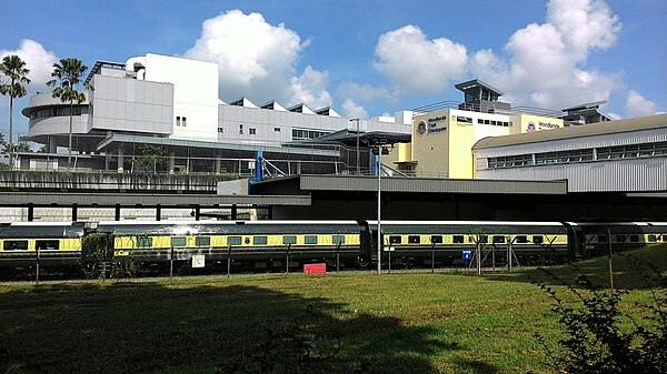 Eastern & Oriental Express train arriving at Woodlands Train Checkpoint, Singapore.