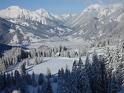 The snow-covered Alps near Ehrwald, Austria, in the winter