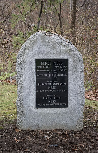 Ness's cenotaph located at Lake View Cemetery in Cleveland, Ohio
