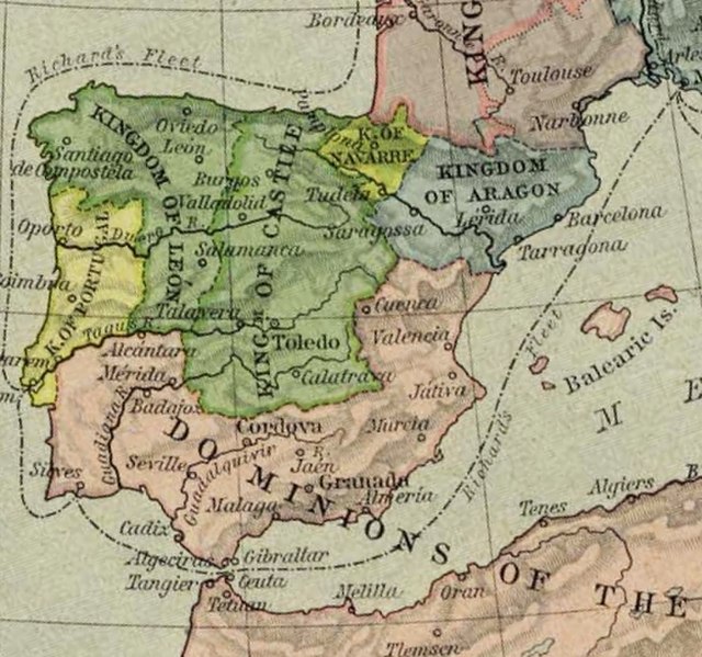 Navarre (light green) in 1190
