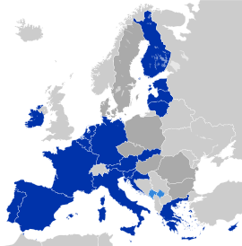  Landen waar de euro een wettelijk betaalmiddel is  Landen die de euro als betaalmiddel gebruiken  EU-leden buiten de Eurozone