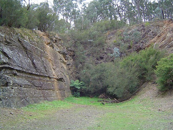 A quarry in Warrandyte, once used to mine stone for buildings and structures during the gold rush era