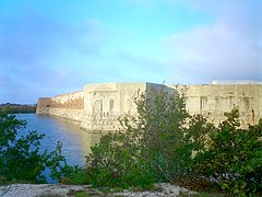 Outside view of Fort Zachary Taylor, showing the moat.