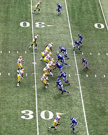 The NFL Green Bay Packers in the shotgun formation against the New York Giants on September 16, 2007.
