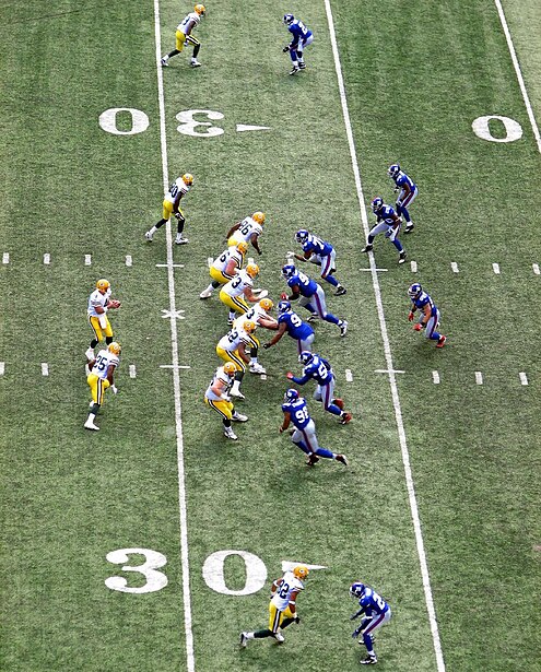 The Green Bay Packers (left) in the shotgun in a game against the New York Giants in 2007 GBNYShotgun.jpg