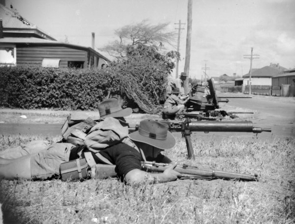 In October 1942, Militia units from the 2nd and 4th Divisions took part in large-scale defensive exercise in Geraldton, Western Australia.