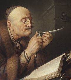 Gerrit Dou, Scholar Cutting his Pen