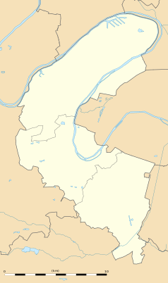 Mapa konturowa Hauts-de-Seine, na dole nieco na prawo znajduje się punkt z opisem „Le Plessis-Robinson”