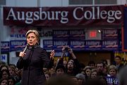 Clinton speaking at a college rally