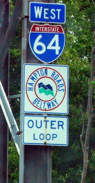 I-64 on the Hampton Roads Beltway, north of I-264