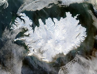 Ісландія взимку з космосу