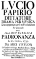 English: Ignaz Holzbauer - Lucio Papirio dittatore - title page of the libretto - Holešov 1737