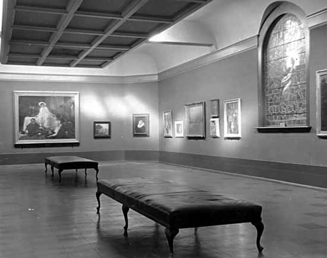 Interior of the museum's first building at West Georgia Street, 1932
