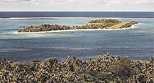 Inyeug Island from Aneityum, Anatom Airport to the right