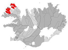 Localização de Ísafjörður na Islândia.