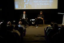 Writers Klaus Stimeder (aka JM Stim) (left) and Tim Mohr (right) in Washington D.C. in October 2012 at a reading of JM Stim's book JM Stim DC(1).jpg