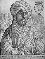 Portrait of Mulay Ahmad. circa 1535-1536. etching print. Rotterdam, Museum Boijmans Van Beuningen.