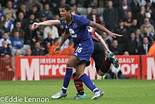 Beckford playing for Everton, 2011 Jermaine Beckford Bohemians V Everton (18 of 51).jpg