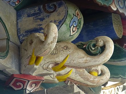 The elephant motif is prominent in the ornaments of Jianshui Confucian Temple