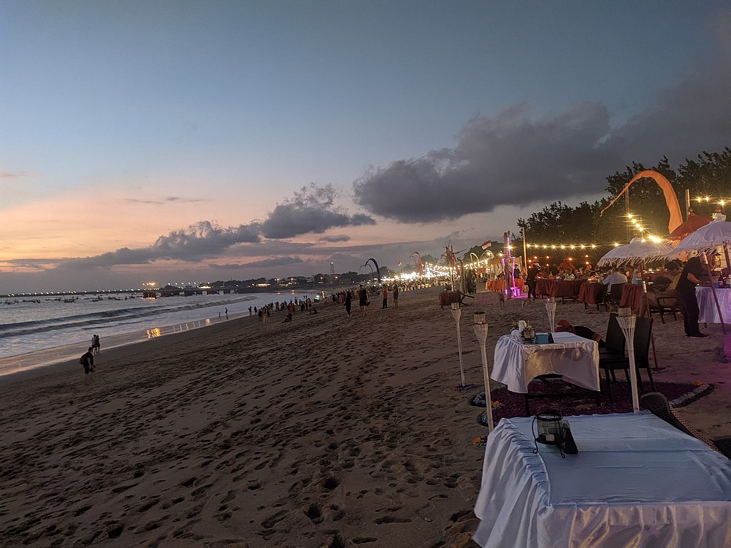 Jimbaran beach at sunset