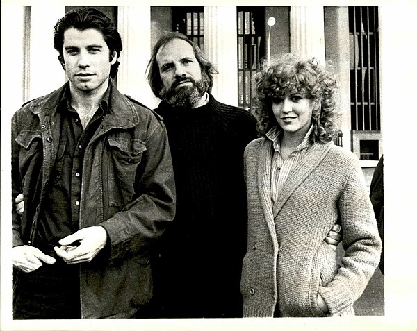 John Travolta, De Palma and Nancy Allen promoting Blow Out