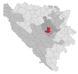 Lage der Gemeinde Kakanj in Bosnien und Herzegowina (anklickbare Karte)