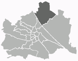 Kaupungin kartta, jossa Floridsdorf korostettuna.