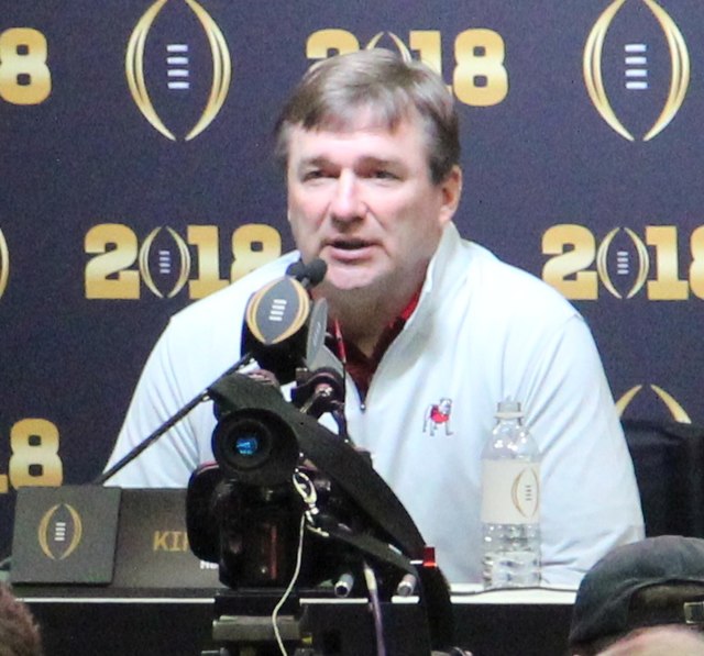 Kirby Smart at a press conference.