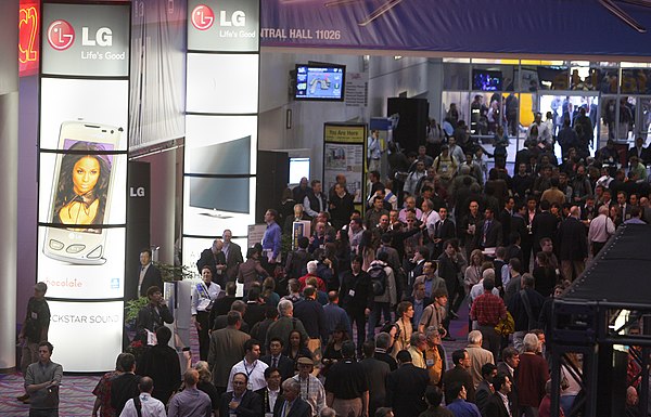 Attendees near the LG Electronics display at CES 2010