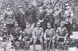 Hellenic army officers in Korytsa. Lazos Korcha-6-12-1912-sredata-1red.jpg