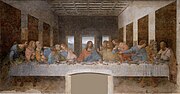 『最後の晩餐』 レオナルド・ダ・ヴィンチ （1495-8年、サンタ・マリア・デッレ・グラツィエ教会）