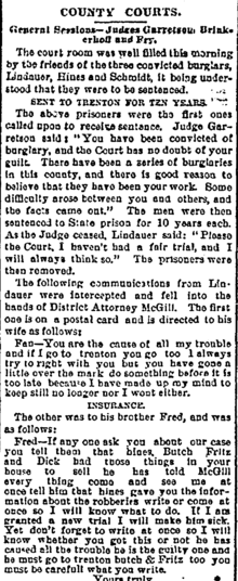 Thumbnail for File:Lindauers facing 10 year sentence for burglary in the Jersey Journal on Friday, July 29, 1881.png