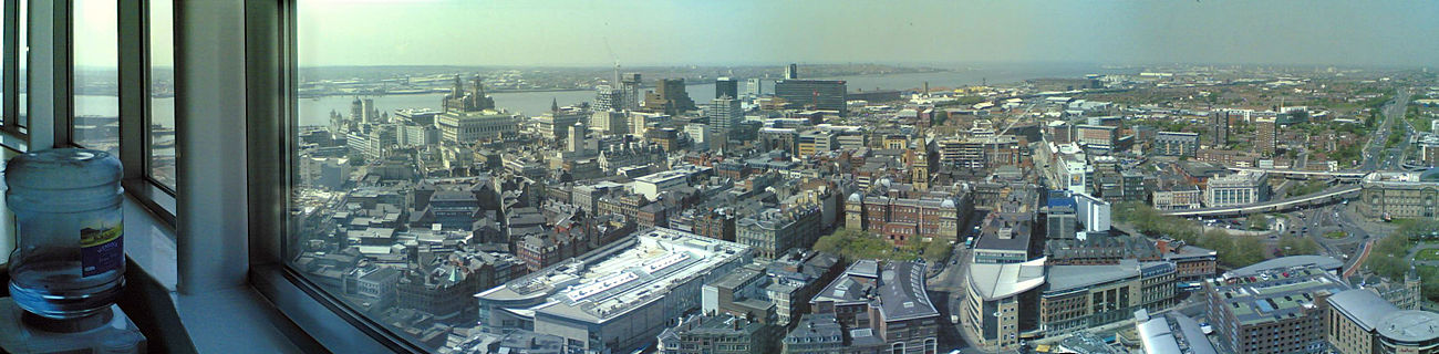 Liverpool belvárosának egy panorámaképe