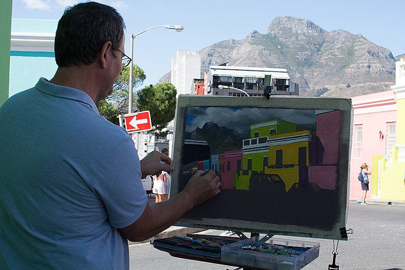 File:Local Artist, Christopher Reid, Painting En Plein Air in Bo-Kaap.jpg