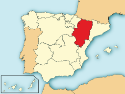 Ligging van Aragón in Spanje