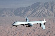 US Air Force MQ-1 Predator drone flown remotely by a pilot on the ground MQ-1 Predator unmanned aircraft.jpg