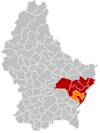 Location of Flaxweiler in the Grand Duchy of Luxembourg