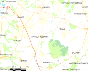 Poziția localității Louroux-Hodement