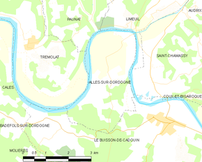 Poziția localității Alles-sur-Dordogne